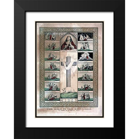 Road To The Holy Cross Black Modern Wood Framed Art Print with Double Matting by Ives, Currier and