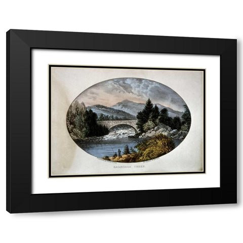 Sacandaga Creek Black Modern Wood Framed Art Print with Double Matting by Currier and Ives