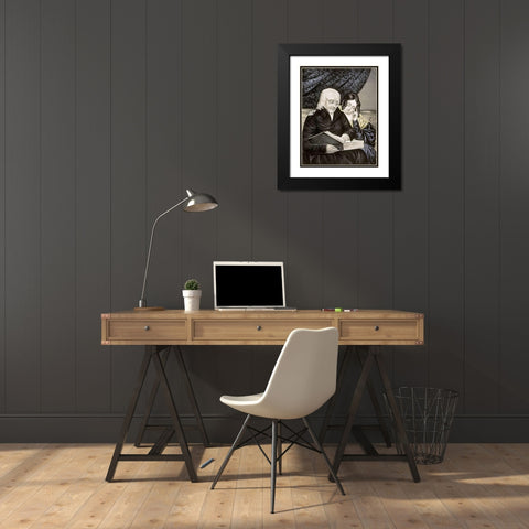 Search The Scriptures Black Modern Wood Framed Art Print with Double Matting by Ives, Currier and