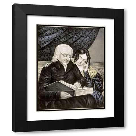 Search The Scriptures Black Modern Wood Framed Art Print with Double Matting by Ives, Currier and