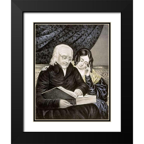 Search The Scriptures Black Modern Wood Framed Art Print with Double Matting by Ives, Currier and