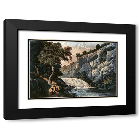 Tallulah Falls - Georgia Black Modern Wood Framed Art Print with Double Matting by Ives, Currier and