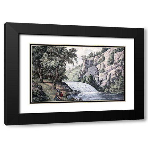 Tallulah Falls, Georgia Black Modern Wood Framed Art Print with Double Matting by Ives, Currier and