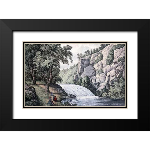 Tallulah Falls, Georgia Black Modern Wood Framed Art Print with Double Matting by Ives, Currier and