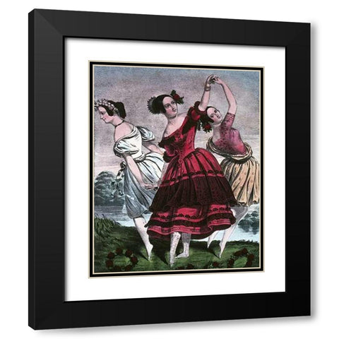 Three Graces Black Modern Wood Framed Art Print with Double Matting by Ives, Currier and