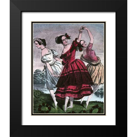 Three Graces Black Modern Wood Framed Art Print with Double Matting by Ives, Currier and