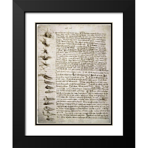 Codex Leicester: Water Flow Black Modern Wood Framed Art Print with Double Matting by Da Vinci, Leonardo