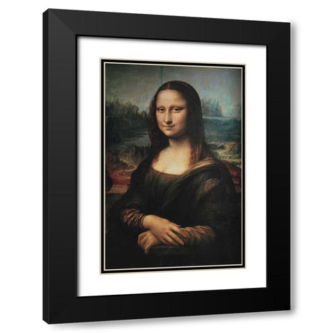 Mona Lisa Black Modern Wood Framed Art Print with Double Matting by Da Vinci, Leonardo