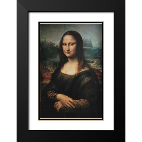 Mona Lisa Black Modern Wood Framed Art Print with Double Matting by Da Vinci, Leonardo