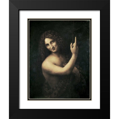 St John the Baptist Black Modern Wood Framed Art Print with Double Matting by Da Vinci, Leonardo