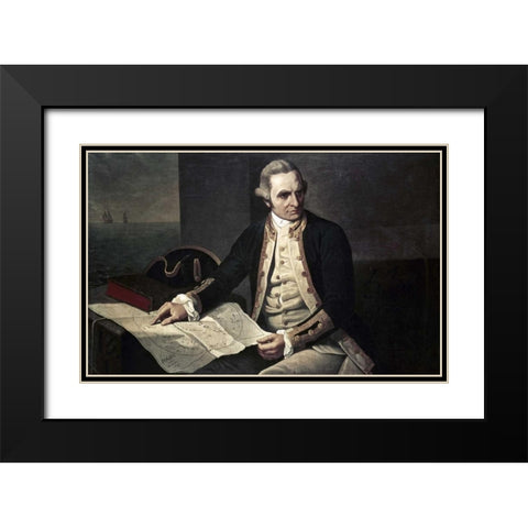 Captain James Cook Black Modern Wood Framed Art Print with Double Matting by Dance-Holland, Nathaniel