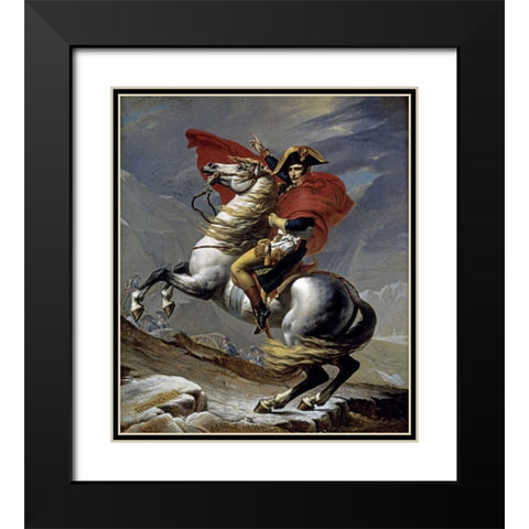 First Consul Crossing The Alps Black Modern Wood Framed Art Print with Double Matting by David, Jacques-Louis