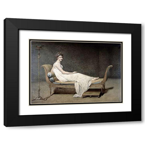 Portrait of Mrs. Recamier Black Modern Wood Framed Art Print with Double Matting by David, Jacques-Louis