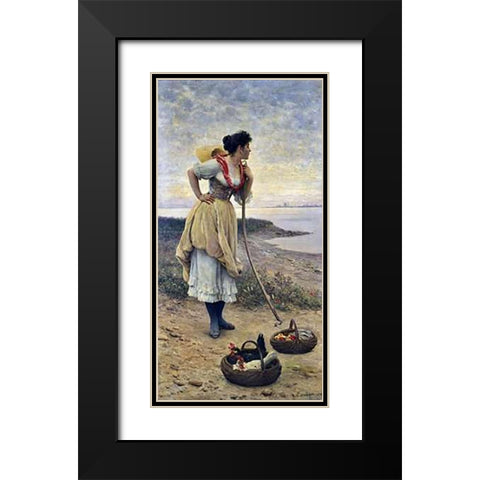Daydreaming Black Modern Wood Framed Art Print with Double Matting by De Blaas, Eugene