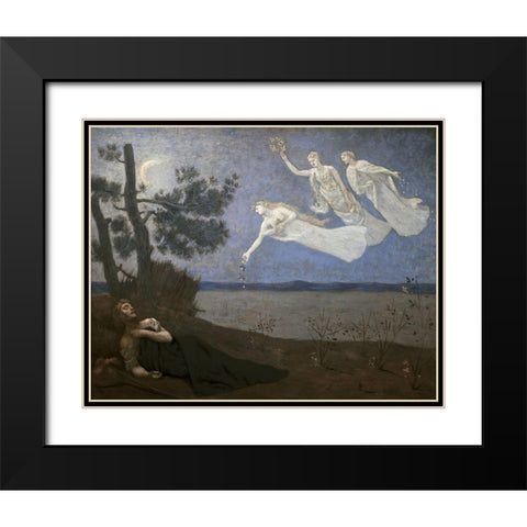 Dream - Le Reve Black Modern Wood Framed Art Print with Double Matting by de Chavannes, Pierre Puvis