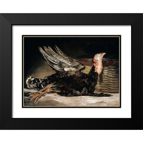 Dead Turkey Black Modern Wood Framed Art Print with Double Matting by Goya, Francisco De