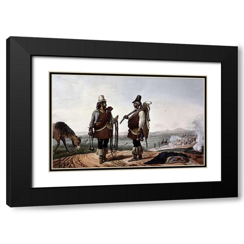 Gauchos, Brazil Black Modern Wood Framed Art Print with Double Matting by Debret, Jean Baptiste