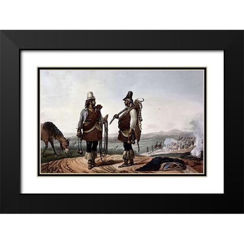 Gauchos, Brazil Black Modern Wood Framed Art Print with Double Matting by Debret, Jean Baptiste
