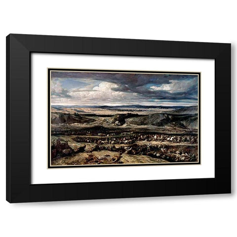 Defeat of The Cimbris Black Modern Wood Framed Art Print with Double Matting by Decamps, Alexandre Gabriel