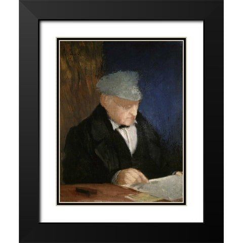 Auguste, the Artists Father Black Modern Wood Framed Art Print with Double Matting by Degas, Edgar