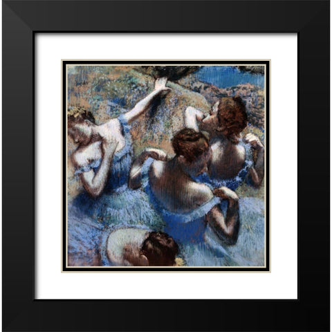 Blue Dancers - Les Danseuses Bleues Black Modern Wood Framed Art Print with Double Matting by Degas, Edgar