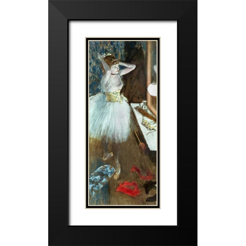 Dancer In Her Dressing Room Black Modern Wood Framed Art Print with Double Matting by Degas, Edgar