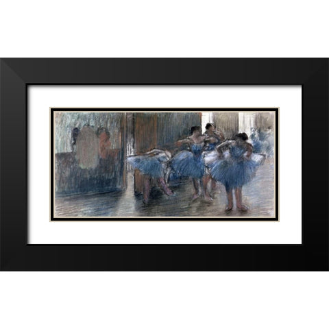 Dancers Black Modern Wood Framed Art Print with Double Matting by Degas, Edgar