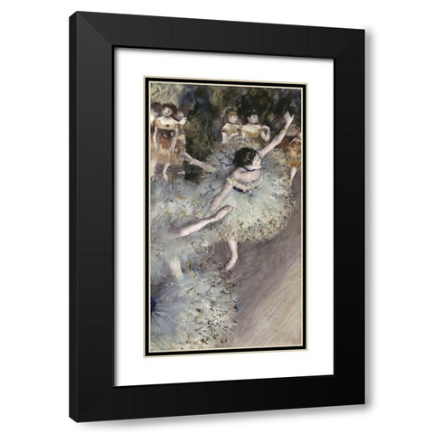 Danseuse Basculant - Danseuse Verte Black Modern Wood Framed Art Print with Double Matting by Degas, Edgar
