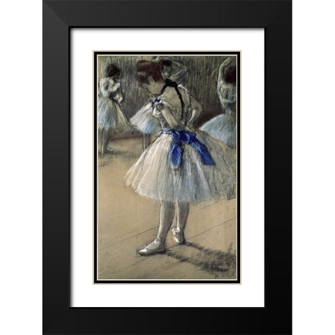 Danseuse, Dancer, Pastel/Char/Chalk Black Modern Wood Framed Art Print with Double Matting by Degas, Edgar