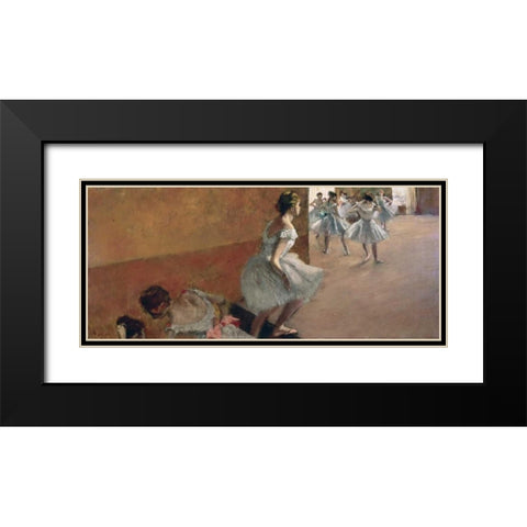 Danseuses montant un escalier, 1886-1890 Black Modern Wood Framed Art Print with Double Matting by Degas, Edgar