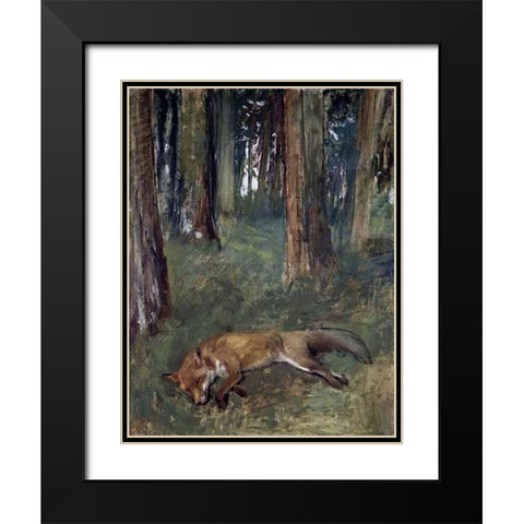 Dead Fox Under the Trees Black Modern Wood Framed Art Print with Double Matting by Degas, Edgar