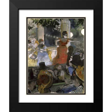 Le Cafe Concert Des Ambassadeurs Black Modern Wood Framed Art Print with Double Matting by Degas, Edgar