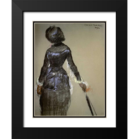 Mary Cassatt at the Louvre Black Modern Wood Framed Art Print with Double Matting by Degas, Edgar