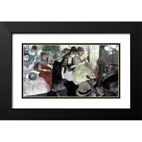 Orchestra Pit Black Modern Wood Framed Art Print with Double Matting by Degas, Edgar
