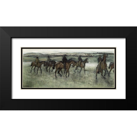 Race Horses Black Modern Wood Framed Art Print with Double Matting by Degas, Edgar