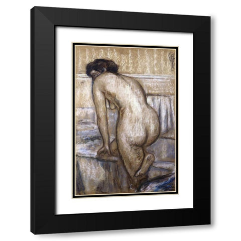 The Bath Black Modern Wood Framed Art Print with Double Matting by Degas, Edgar
