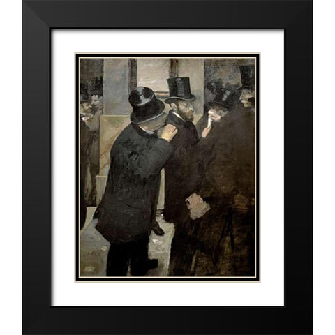 The Stock Exchange Black Modern Wood Framed Art Print with Double Matting by Degas, Edgar