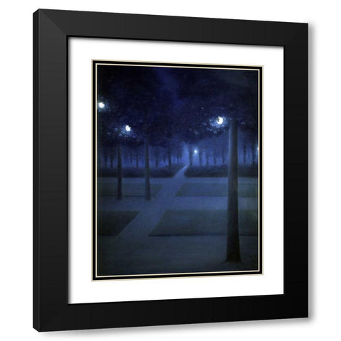 Night In The Park Royal, Brussels Black Modern Wood Framed Art Print with Double Matting by De Nuncques, William Degouve
