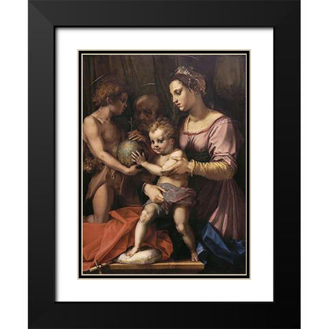 Holy Family Black Modern Wood Framed Art Print with Double Matting by Del Sarto, Andrea