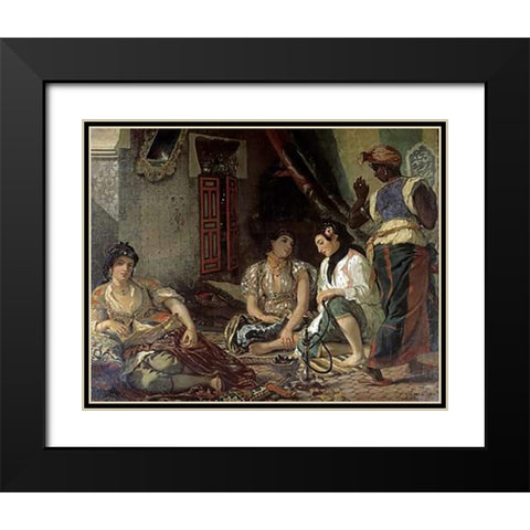 Algerian Women In Their Apartment Black Modern Wood Framed Art Print with Double Matting by Delacroix, Eugene