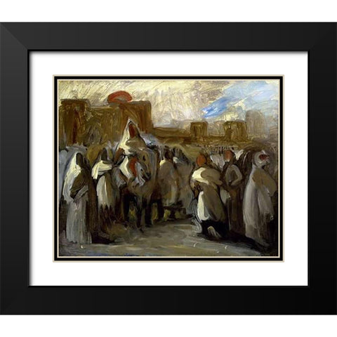 Le Sultan Abel El Rahman Black Modern Wood Framed Art Print with Double Matting by Delacroix, Eugene