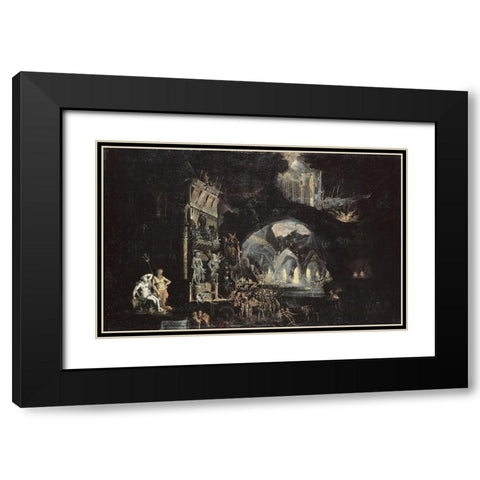 Underworlds Les Enfers Black Modern Wood Framed Art Print with Double Matting by Desiderio, Monsu