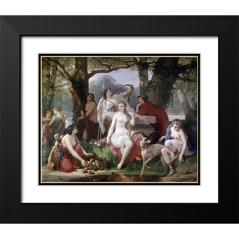 Dianas Bath Black Modern Wood Framed Art Print with Double Matting by Devedeux, Louis