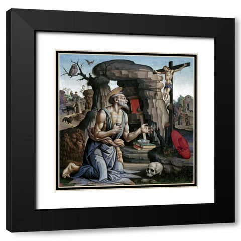 Saint Jerome Black Modern Wood Framed Art Print with Double Matting by Di Giovanni, Bartolomeo