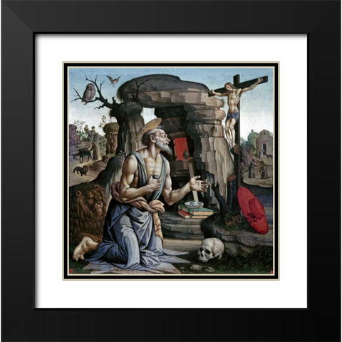 Saint Jerome Black Modern Wood Framed Art Print with Double Matting by Di Giovanni, Bartolomeo
