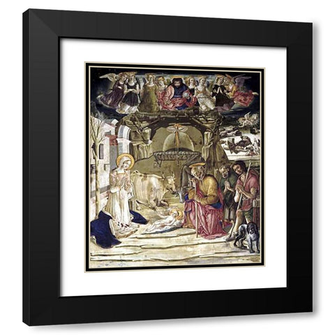 Nativity Black Modern Wood Framed Art Print with Double Matting by Di Giovanni, Benvenuto