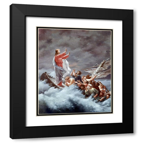 Christ Stilling The Tempest Black Modern Wood Framed Art Print with Double Matting by Dietrich, Christian W.E.