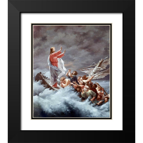 Christ Stilling The Tempest Black Modern Wood Framed Art Print with Double Matting by Dietrich, Christian W.E.