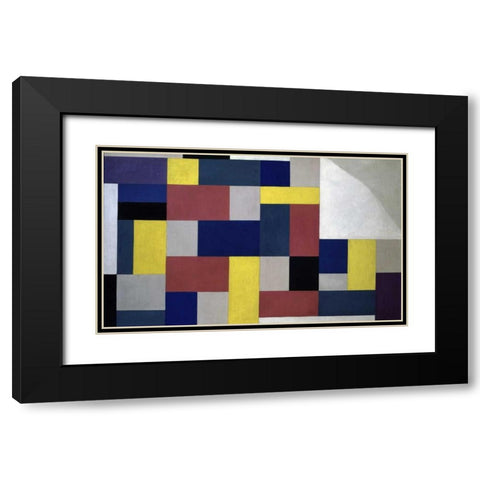 Composition Black Modern Wood Framed Art Print with Double Matting by Van Doesburg, Theo