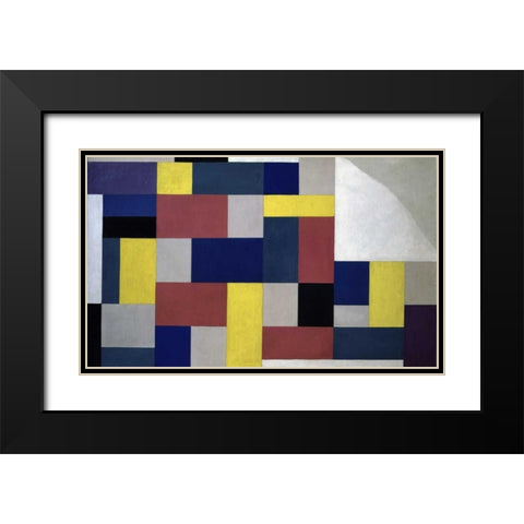 Composition Black Modern Wood Framed Art Print with Double Matting by Van Doesburg, Theo